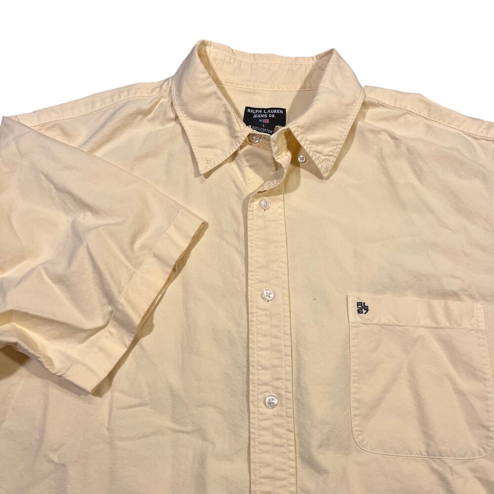 Vintage Ralph Jeans Co Yellow Oxford Shirt Mens‎ Size Large L 90s Oversized RL67